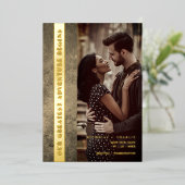 Newly Engaged Wedding Modern Grunge Romantic Photo 箔招待状 (立ち正面)