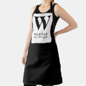 Newly Wed Monogram black modern Wedding  エプロン (インサイチュ)
