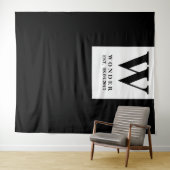 Newly Wed Monogram black Wedding backdrop タペストリー (インサイチュ(横))