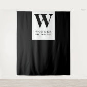 Newly Wed Monogram black Wedding backdrop タペストリー (正面)