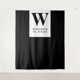 Newly Wed Monogram black Wedding backdrop タペストリー