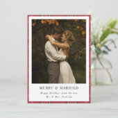 Newlywed Christmas Plaid Merry and Married Photo シーズンカード (スタンド正面)
