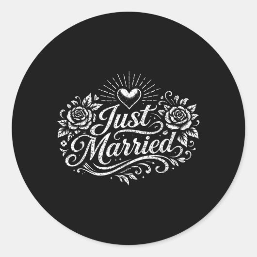 Newlywed Couple Just Married Clic Honeymoon ラウンドシール (正面)