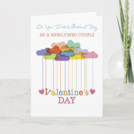 Newlywed Couple Valentine Rainbow Clouds Hearts シーズンカード