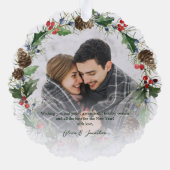 Newlywed First Christmas Botanical 2 Photo オーナメントカード (裏面)