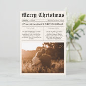 Newlywed First Christmas Newspaper Photo Unique シーズンカード (スタンド正面)