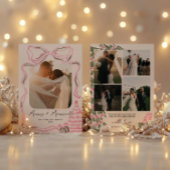 Newlywed First Christmas Vintage Pink Bow シーズンカード