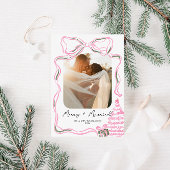 Newlywed First Christmas Vintage Pink Bow シーズンカード