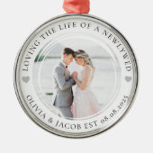 Newlywed Just Married Photo Keepsake  メタルオーナメント (正面)