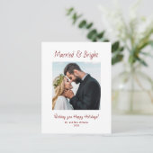 Newlywed Married and Bright Photo Christmas シーズンポストカード (スタンド正面)