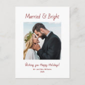 Newlywed Married and Bright Photo Christmas シーズンポストカード (正面)