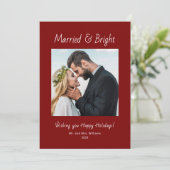 Newlywed Married and Bright Photo Red Christmas  シーズンカード (スタンド正面)