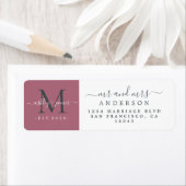 Newlywed Monogram Mr Mrs Return Address  ラベル (インサイチュ)