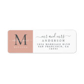 Newlywed Monogram Mr Mrs Return Address  ラベル (正面)