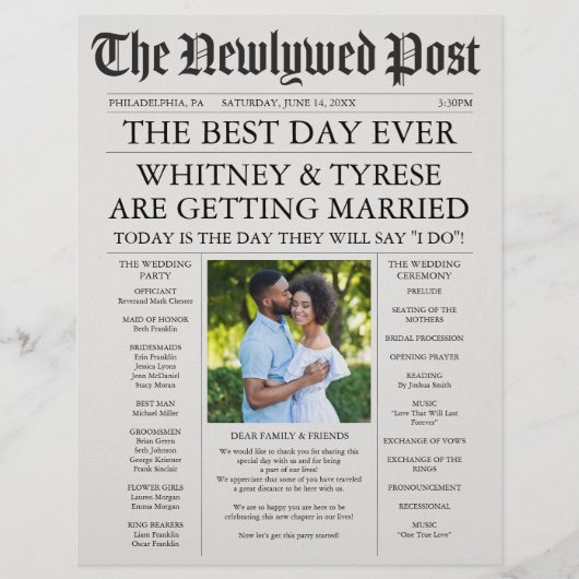 Newlywed Times Newspaper Wedding Program  チラシ (正面)