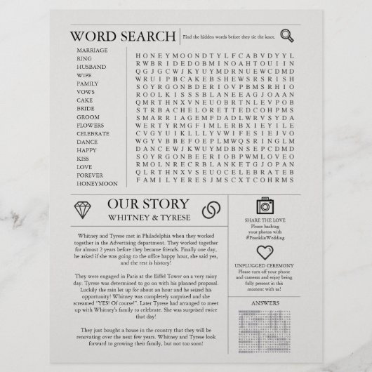 Newlywed Times Newspaper Wedding Program  チラシ (裏面)