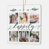 Newlywedsの写真コラージュの後結婚で幸せに セラミックオーナメント (左)