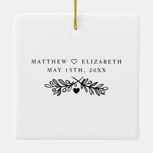 Newlywedsの写真コラージュの後結婚で幸せに セラミックオーナメント (裏面)