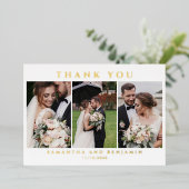 Newlywedsの写真結婚コラージュありがとう 箔招待状 (立ち正面)