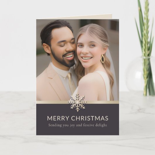 Newlywedsの初めてのクリスマス写真カード カード (正面)