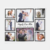 Newlywedsの8結婚フォトコラージホワイト フリースブランケット (正面(横))
