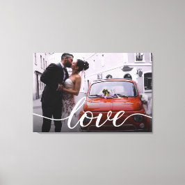 Newlywedsパーソナライズされたの結婚Photo Loveスクリプト キャンバスプリント