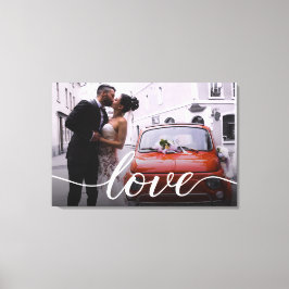 Newlywedsパーソナライズされたの結婚Photo Loveスクリプト キャンバスプリント