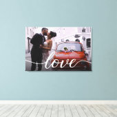 Newlywedsパーソナライズされたの結婚Photo Loveスクリプト キャンバスプリント (インサイチュ (ウッドフロア))