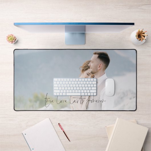 Newlywedsフォトオーバーレイ永遠に続く真の愛 デスクマット (オフィス1)