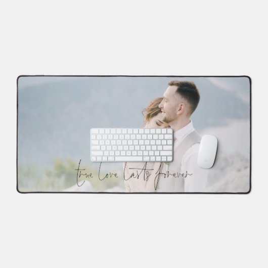Newlywedsフォトオーバーレイ永遠に続く真の愛 デスクマット (キーボード&マウス)