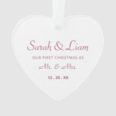 newlyweds初めてのクリスマスエレガントスクリプモダント オーナメント (裏面)