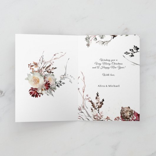 Newlyweds楽しいクリスマス結婚したの休日の写真 シーズンカード (内部)