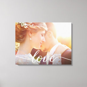 Newlyweds結婚のカスタムPhoto Loveスクリプト キャンバスプリント