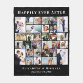 Newlyweds 30フォトコラージブラック結婚ズ フリースブランケット (正面)