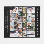 Newlyweds 30フォトコラージブラック結婚ズ フリースブランケット (正面(横))