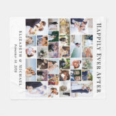 Newlyweds 30フォトコラージホワイト結婚ズ フリースブランケット (正面(横))
