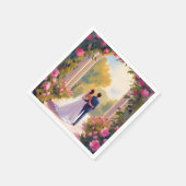 Newlyweds Bride & Groom Wedding Painting スタンダードカクテルナプキン (角)