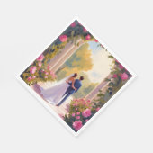 Newlyweds Bride & Groom Wedding Painting スタンダードランチョンナプキン (角)