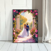 Newlyweds Bride & Groom Wedding Painting ポスター