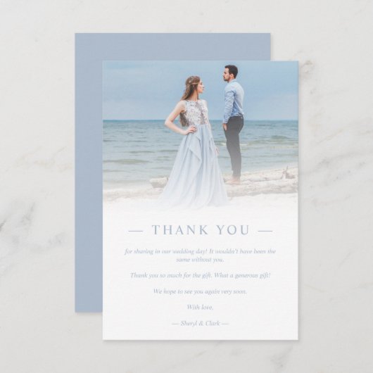 Newlyweds Custom Photo Transparency Simple Script サンキューカード (正面/裏面)