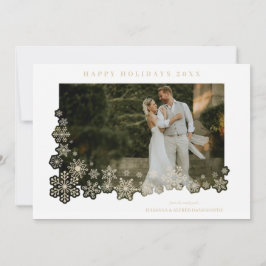 Newlyweds First Christmas Snowflakes Frame Photo