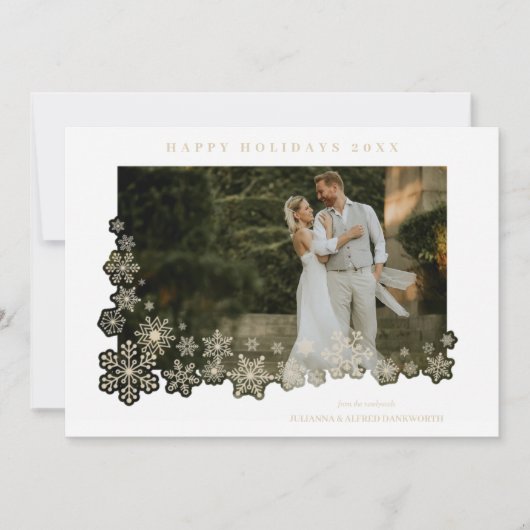 Newlyweds First Christmas Snowflakes Frame Photo (正面)