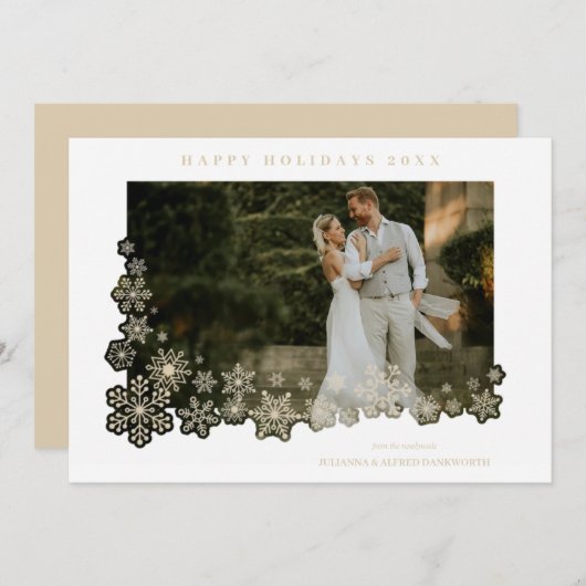 Newlyweds First Christmas Snowflakes Frame Photo (正面/裏面)