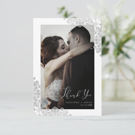 Newlyweds Lace Thank You Guests Photo Wedding (スタンド正面)