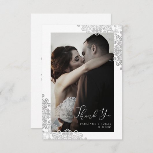 Newlyweds Lace Thank You Guests Photo Wedding (正面/裏面)