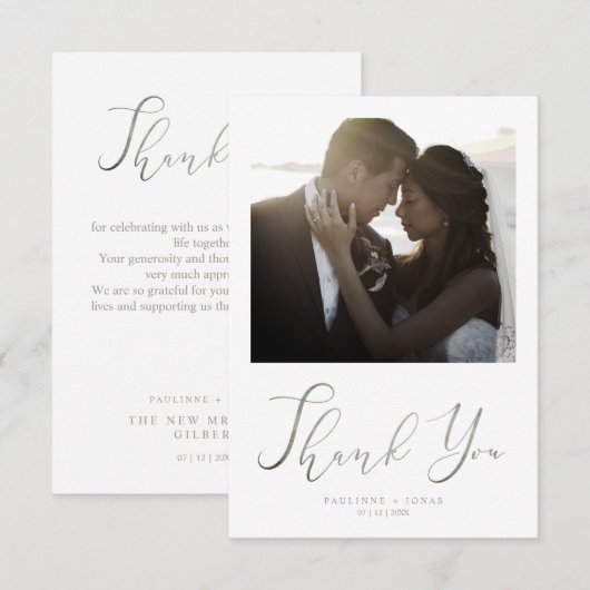 Newlyweds Thank You Guests Romantic Photo Wedding (正面/裏面)