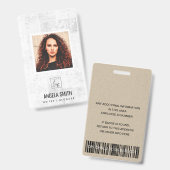 NEWPAPERテクスチャ従業員の写真バーコード名 バッジ (正面＆裏面)