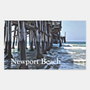 Newportビーチ – 長方形シール，光沢 長方形シール