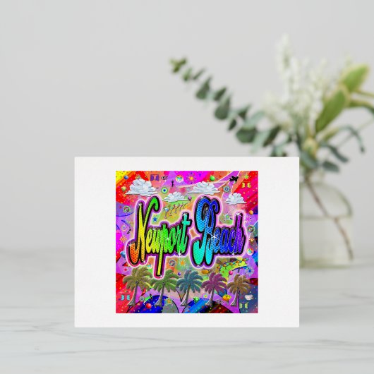 NewportビーチVistaはっ表現きはがき 箔シーズンポストカード (立ち正面)