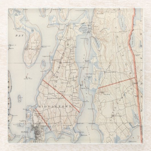 Newport郡、ロードアイランド ガラスコースター (正面)